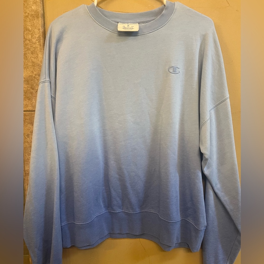 Champion Men's Light Blue Ombre Crewneck Sweater